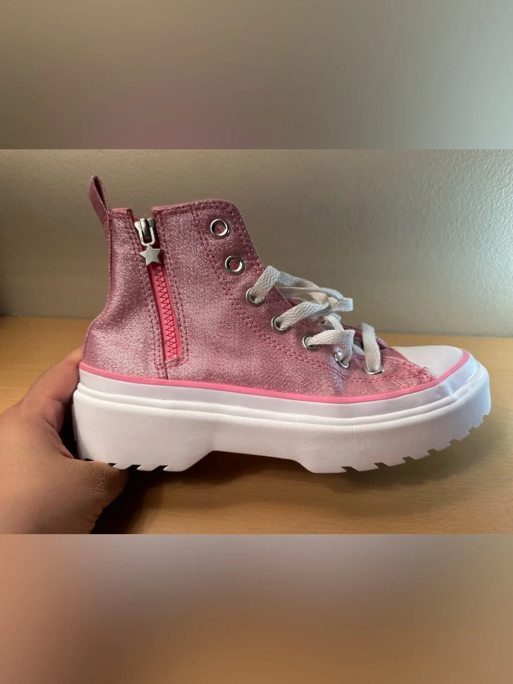 Converse Chuck Taylor Lugged Lift Pink Canvas High Sneaker Kids Size 4 A05230C
